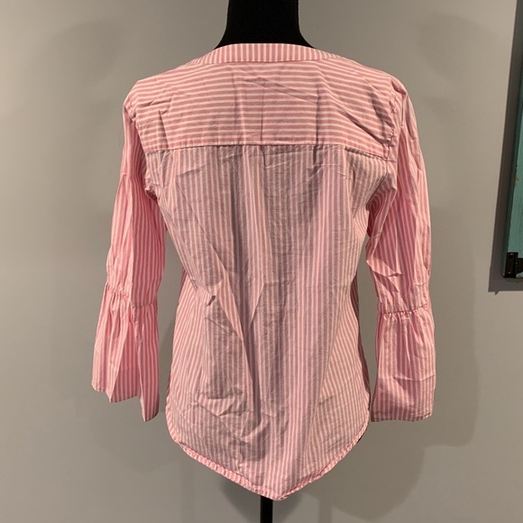 J. Crew V-neck Striped Bell Sleeve Blouse size 2 - Picture 3 of 7